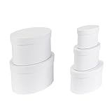Ideen mit Herz Geschenkboxen mit Deckel | Pappboxen | 5er Set | 5 verschiedene Größen ineinander, groß bis klein | aus stabilem Karton | ideal für Geburtstag & Hochzeit | oval | weiß