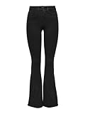 ONLY Damen Flared Schlag Jeans | High Waist Denim Stretch Hose | Wide Vintage Pants ONLROYAL, Farben:Schwarz, Größe:L / 32L, Z-Länge:L32