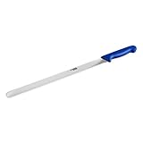 thermohauser Konditormesser (Stahl, rostfrei), einseitiger Sägenschliff, mit blauem Kunststoffgriff, Klinge 36 cm, Silber