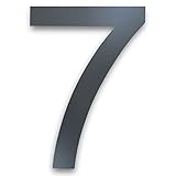 MOLVCE Hausnummernschild aus Edelstahl, Höhe: 20 cm, modern, RAL 7016 anthrazit, 2 mm dick, Metall, Straßennummer aus Edelstahl – Arial, Nr. 7