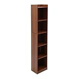 Bücherregal, 5-stöckiges Bodenregal, Schmaler Eckregal, Modernes Regal aus Holz, Aufbewahrungsregal, Präsentationsregal für Wohnzimmer, Büro, Schlafzimmer,11.81*9.45*59.84zoll (Dunkelbraun)