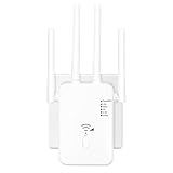 WLAN Repeater WLAN Verstärker 1200 Mbit/s,WiFi Repeater DualBand WiFi Booster Internet Verstärker mit Externen 4 Antenne Internet Booster Mit LAN/WAN Port,Kompatibel Allen WLAN Geräten(Weiß) C