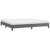 vidaXL Polsterbett Bett Kunstlederbett Doppelbett Bettgestell Bettrahmen Lattenrost Schlafzimmerbett Schlafzimmermöbel Grau 200x200cm Kunstleder