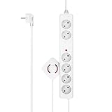 Hama Steckdosenleiste 6-Fach, mit Fußschalter, 3m (Steckdosenleiste mit Schalter, 6 Fach Steckdosenleiste, Mehrfachsteckdose, Mehrfachstecker, mit Berührungsschutz, Schalter beleuchtet, 45°) weiß