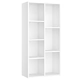 VASAGLE Bücherschrank, Bücherregal, mit 7 Fächern, Büroregal, Würfelregal, Standregal, für Wohnzimmer, Schlafzimmer, Büro, Kinderzimmer, weiß LBC27WT