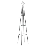 Kletterpflanzen Rankhilfe, Garten-Rankhilfen 2 STK. Dunkelgrün 35x35x195 cm Eisen Gartensäule Rosensäule Garten Obelisk Rankgitter