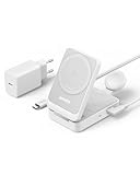 Anker MagGo 3-in-1 Ladestation, Qi2 zertifizierter 15W kabelloser Ladeständer, MagSafe kompatibel, Apple Watch Ladegerät, Für iPhone 17/16/15/14, AirPods, Apple Watch 9 (Mit 40W USB-C Netzteil)