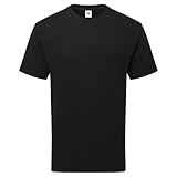 Fruit of the Loom Pure Cotton T | T-Shirt Herren & Damen | 100% Bio-Baumwolle, Rundhals, klassischer Schnitt, Tear-Away Label | Nachhaltiges Basic Shirt | Farbe: Black, Größe: XL
