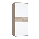 Forte WINNIE Schrank 80, moderner Kleiderschrank, Kinderzimmerschrank, Schlafzimmer, Skandinavischer Stil, 2-türig, Sonoma Eiche Holzdekor/ Weiß, 80 cm breit x 189 cm hoch x 53 cm tief