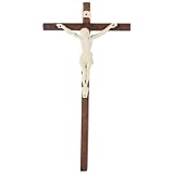 Alipis Religiöses Katholisches Kruzifix-Kreuz Aus Holz Zum Aufhängen An Der Wand Christliches Wandkreuz Aus Holz Mit Jesus Für Wohnzimmer Zuhause Kirchendekoration