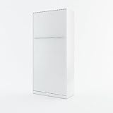 Homlando Lenart Schrankbett - Wandbett Concept Pro CP03 90x200 cm - Schrankklappbett Vertical - Schrank mit integriertem Klappbett - Funktionsbett (Weiß Matt)