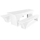 Pesonlook 3er-Sets Biertischhusse, Weiß Stretch Biertisch und Bankgarnitur Husse für 50 cm Tischbreite, Bierbankhusse, Bierzeltgarnitur 220 x 50 x 70 cm für Bankett Gartenmöbel Hussen