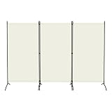 WOLTU Paravent 3-teilig 255x182 cm, Raumteiler freistehend, Trennwand klappbar, Stellwand Sichtschutzwand innen Outdoor, Sichtschutz Balkon Terrasse Garten, Creme