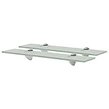 CCCINER Schwebende Regale 2 STK. Glas 50x10 cm 8 mm,Schwebendes Glasregal: Moderne Ergänzung für Bad, Wohnzimmer und Schlafzimmer 50 x 10 cm Regalsysteme