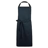 ZOLLNER Kochschürze in schwarz - robuste Grillschürze mit aufgenähten Taschen - Baumwolle - 75x100 cm - mit Bindebänder - waschbar bis 60°C - Oeko Tex® Zertifiziert