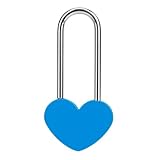VeYocilk Love Lock Herz-Vorhängeschloss, leichtes Aluminium, einzelnes blaues Herz-Wunschschloss für Liebhaber, Paare, Freunde, Valentinstag, Jahrestag, Reisen, Geschenk (ohne Schlüssel) (Blau,