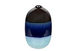 Adda Home Blumenvase, Keramik, Blau, Gold, 16,5 x 16,5 x 27 cm