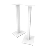 Kanto ST28 28” Universal Speaker Floor Stands for Bookshelf Speakers up to 30 lbs | Improved Sound | Hidden Cable Management | White MDF Base | Pair