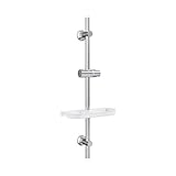 Görbach Duschset Edelstahl Duschstange mit Duschkopfhalterung und Duschablage-Brausestange 70cm Wandstange mit Variable Wandbefestigungen für Variabel zur Anpassung an Bestehende Bohrlöcher-Chrom