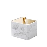 ETZRYSYB Zahnstocherhalter, doppellagig, einlagig, Wattestäbchen-Box, Harz, Zahnseidebox mit Metalldeckel, Zahnstocherhalter für Zuhause, Wohnzimmer, Badezimmer (weiß)