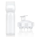 Haarfärbebürste Flasche, Wurzelkamm Applikator Haarfärbemittel Kamm und Kopfmassage Bürste, Hair Oil Applicator Bottle, Haarfärbemittel Flasche Applikator Bürste, Haarfärbemittel Pinsel Flasche(Weiß)