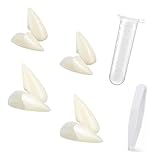 OIXYEY 4 Paar Halloween Vampirzähne Gebiss Fangs,Vampirzähne Kinder,Gefälscht Zähne Mit Pellets Kleber Für Cosplay,Requisiten,Halloween, Dämon, Hexe(Vier Größen Von 1,3 Bis 1,9 Cm)