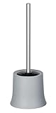 WENKO WC-Garnitur Mod. Basic, offener Toilettenbürstenhalter für das Badezimmer und die Gäste-Toilette, inkl. Toilettenbürste, aus mattiertem Kunststoff, Maße (B/T x H): Ø 14 x 38 cm, Grau