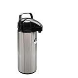 Airpot Pumpkanne 1,9L Isolierkanne Thermoskanne isolierte Kaffeekanne Gastro Kaffeespender aus Edelstahl mit Glaseinsatz & GRATIS-HLKauf-Block
