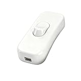 Powice Zwischenschalter,Schnurschalter,Schalter 230v,Kabelschalter,Geeignet für 2- und 3-adrige Netzkabel und Kleingeräte oder Leuchten Kippschalter,Weiß