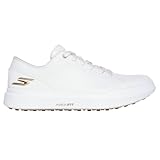 Skechers Go Golf Damen Drive 6 Arch Leder Relaxed Fit Wasserdicht Golfschuh Sneaker, Weiß/Gold, 38 EU