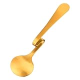TOPPERFUN Edelstahl Getränkelöffel mit Gebogenem Griff Runder Kopf Poliert zum Einhängen als Rührlöffel für Kaffee Honig Marmelade und Dessert Langlebig und Kratzfest