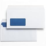 umschlag-discount - 100 Briefumschläge mit Fenster, DIN lang = 220 x 110 mm, mit Laser bedruckbar, Geschäftsumschläge, Fensterumschläge, in Berlin fair verpackt
