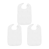 YEJBBUC Lätzchen für Erwachsene, wiederverwendbar, groß, für Erwachsene, für ältere Menschen, Unisex, Senioren, Weiß, 3 Stück, weiß, 45cmx75cm