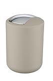 WENKO Schwingdeckeleimer Brasil Taupe S Kosmetikeimer Bad Tischeimer Tischabfalleimer Eimer Badezimmer Eimer Bad, 21 x 14 x 14 cm