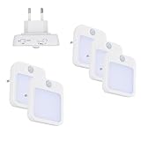 KLGFI Nachtlicht Steckdose, LED Nachtlicht mit Bewegungsmelder, Helligkeit Einstellbar Steckdosenlampe für Kinderzimmer Schlafzimmer Treppen Küche 0.9W (5)
