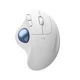 Logitech ERGO M575S kabellose Trackball-Maus, kabellose ergonomische Maus mit Bluetooth und verschlüsseltem Dongle, komfortable Daumensteuerung, für PC/Mac - Weiß