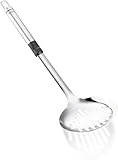 Leifheit Schaumlöffel 38 cm ProLine-Serie, Abseihlöffel aus rostfreiem Edelstahl, hochwertiges Design, Sieblöffel mit ovalem Griff, Schaumkelle mit praktischer Aufhängeöse, Schöpfkelle, silber