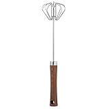 Halbautomatischer Eierbeater, Hand-Schneebesen für Zuhause, drehbarer halbautomatischer Eierschläger mit Holzgriff, zum Rühren, Aufschäumen und Mischen