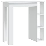 vidaXL Bartisch mit Regal Bartresen Stehtisch Tresentisch Bistrotisch Küchentisch Loungetisch Tisch Weiß 102x50x103,5cm Holzwerkstoff