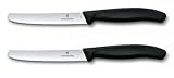 Victorinox Swiss Classic, Frühstücksmesser, Brötchenmesser Set 2teilig, Scharfe Klinge, Wellenschliff, 11 cm, Rostfreier Stahl, Schwarz