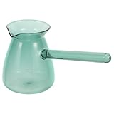BESPORTBLE Hochborosilikat Glas Kaffee Teekanne mit Seitlichem Griff Hitzebeständig Multifunktional für Zuhause Restaurant Inkl Ausgussoptimierter Milchkanne in Lakegrün