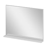 AQUABATOS Badspiegel mit Ablage ohne Licht Beleuchtung 80 x 60 cm Wandspiegel Metall Badezimmer Spiegel Badezimmerspiegel Hängespiegel Rechteckig Wohnzimmerspiegel Aluminiumrahmen Silber matt