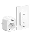 DEWENWILS Funksteckdosen mit Fernbedienung, Funk-Wandschalter Ein/Aus, Selbstlernfunktion, erweiterbarer Lichtschalter für Feiertagsdeko und Heimgeräte, 30m Reichweite, 3680W, Weiß