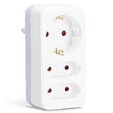 Aigostar Steckdosenadapter 3-Fach mit Kindersicherung Mehrfachsteckdose Tragbar für Steckdose (2 x Eurosteckdose und 1 x Schutzkontakt) weiß