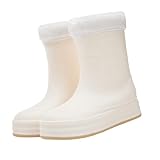 YANFJHV , dicke, wadenlange Wasserschuhe, für alle Jahreszeiten, Arbeitsschuhe, Autowaschanlage, rutschfeste Gummischuhe für drinnen und draußen Roller Schuhe Damen 4 Räder (Beige, 37)