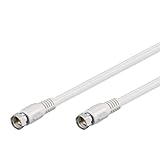Goobay 50739 Sat Anschlusskabel, Antennenkabel, Koaxialkabel, F-Stecker auf F-Stecker,2-fach geschirmt, 5m, 80 dB, weiß, 50739-GB
