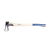 Germania Spaltaxt aus Hickoryholz - Spaltkopf 2000g Länge 74cm - Stiel aus Holz - mit Gummischutz am Keil - Holzspalter – Spaltbeil zum Hacken von Brennholz, Baumstämme & Anzündholz