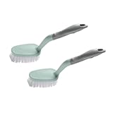 HANABASS 2 Stück Teiliges Haushalts reinigungsbürsten Langem Griff Harte Borsten für Badewanne und Boden Ergonomisch Geformt Kratzfrei für Badezimmer und Küche Grün