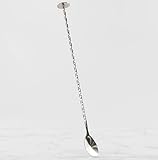Qpractiko - Barlöffel Barman 30 cm | Robuster Edelstahl | Spiralgriff | Ergonomisches Design mit Stampfer | Leicht zu reinigen | Perfekt für Cocktails, Silber, Edelstahl