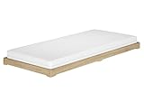 Erst-Holz®Flachbett platzsparend extra niedriges Einzelbett 90x200 Esche geölt V-60.47E-09Rollrost und Matratze inkl.